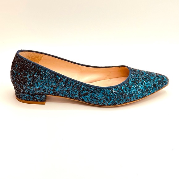 ANA SAENZ Spanish Made Gorgeous Glittery Blue Flats size 37, US 7 - Picture 4 of 7